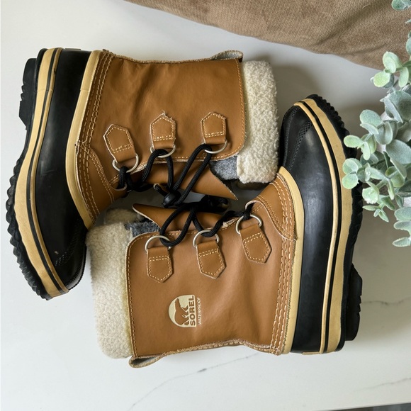 Sorel Yoot PAC Boots Youth Size3 Snow Duck Brown Leather Waterproof Lined Winter - Picture 3 of 9